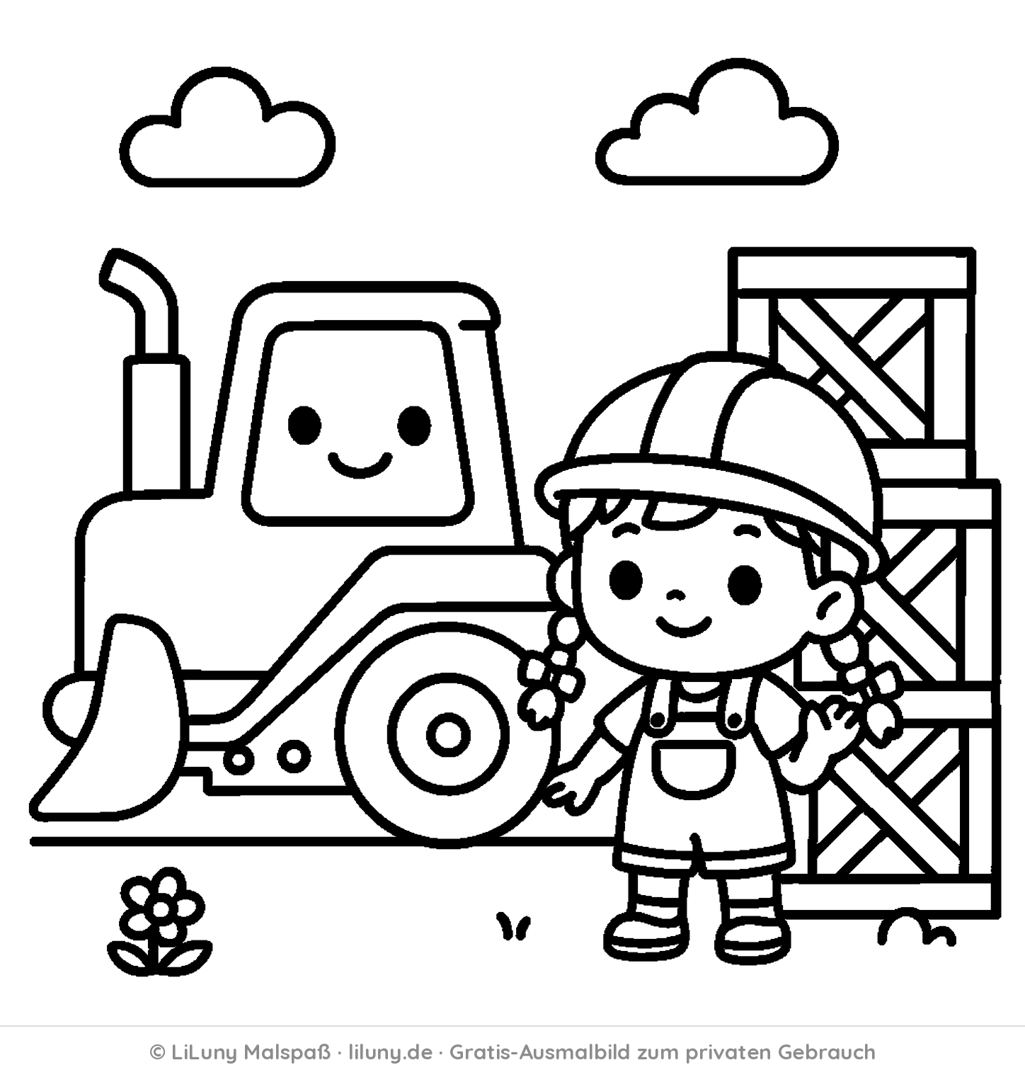Bagger-Ausmalbild 3 zum Ausdrucken
