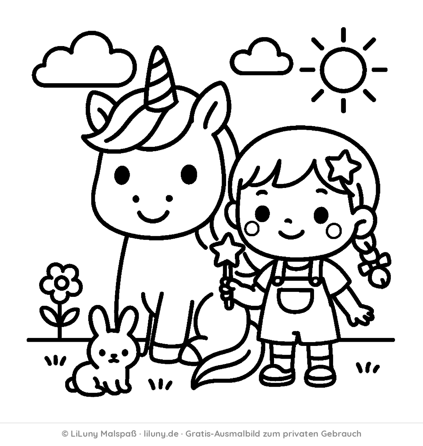 Einhorn-Ausmalbild 2 zum Ausdrucken
