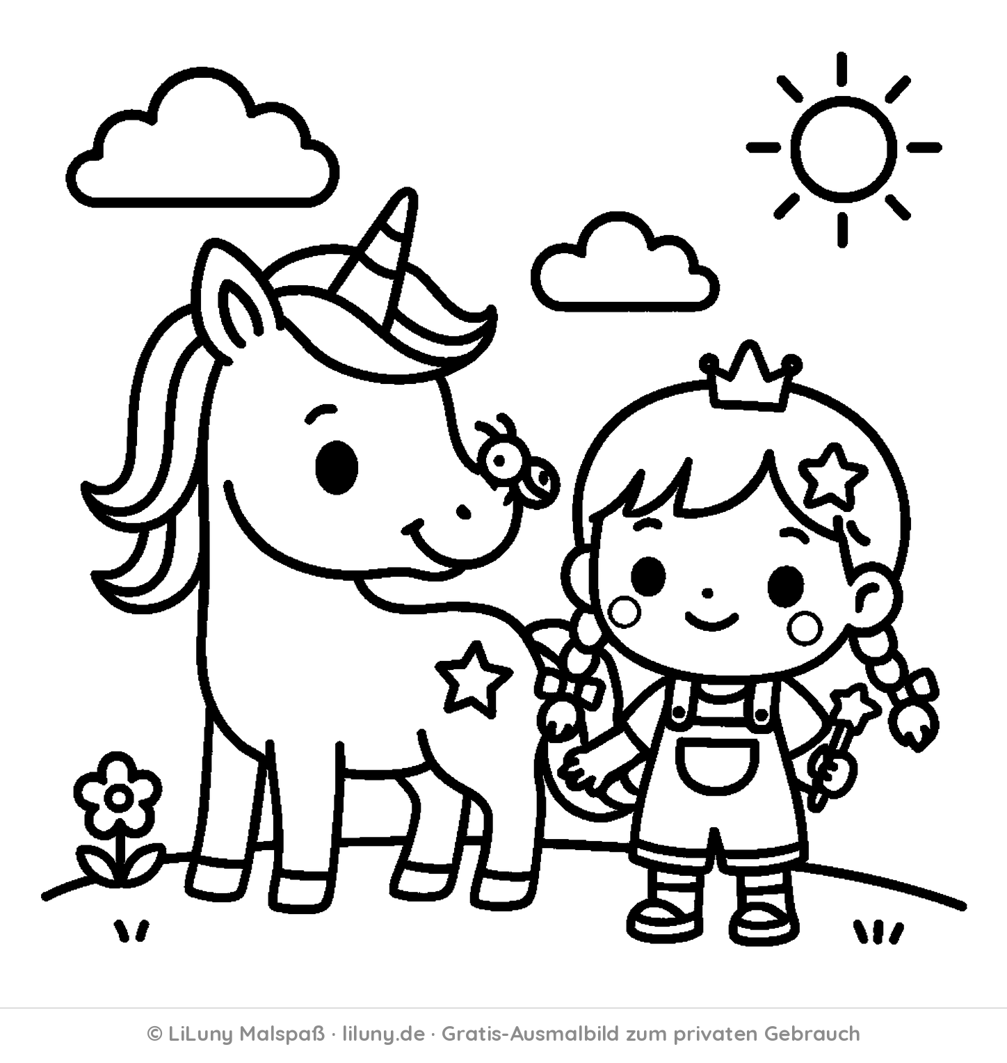 Einhorn-Ausmalbild 3 zum Ausdrucken