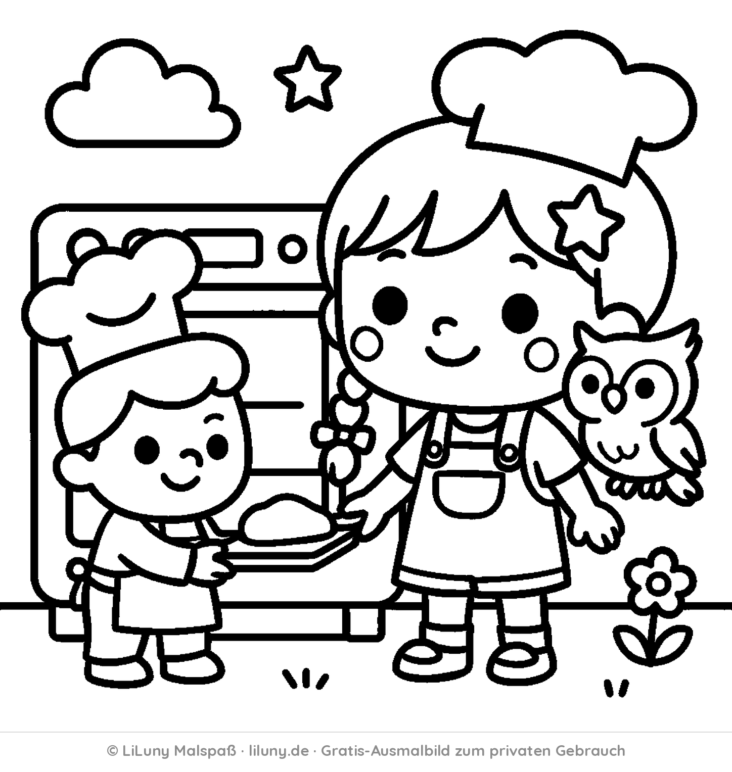 Bäckerei-Ausmalbild kostenlos zum Ausdrucken