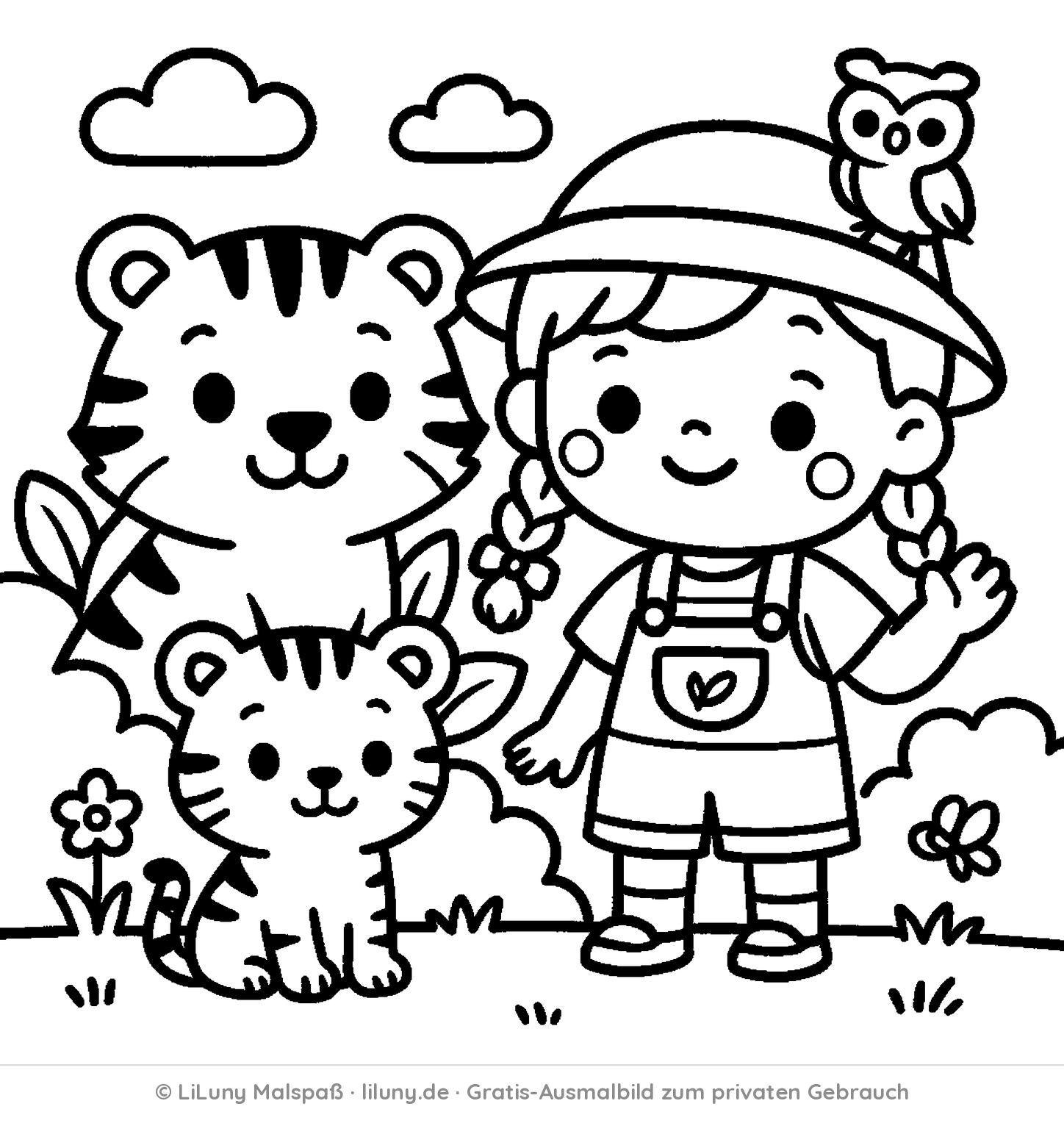 Tiger-Ausmalbild kostenlos zum Ausdrucken
