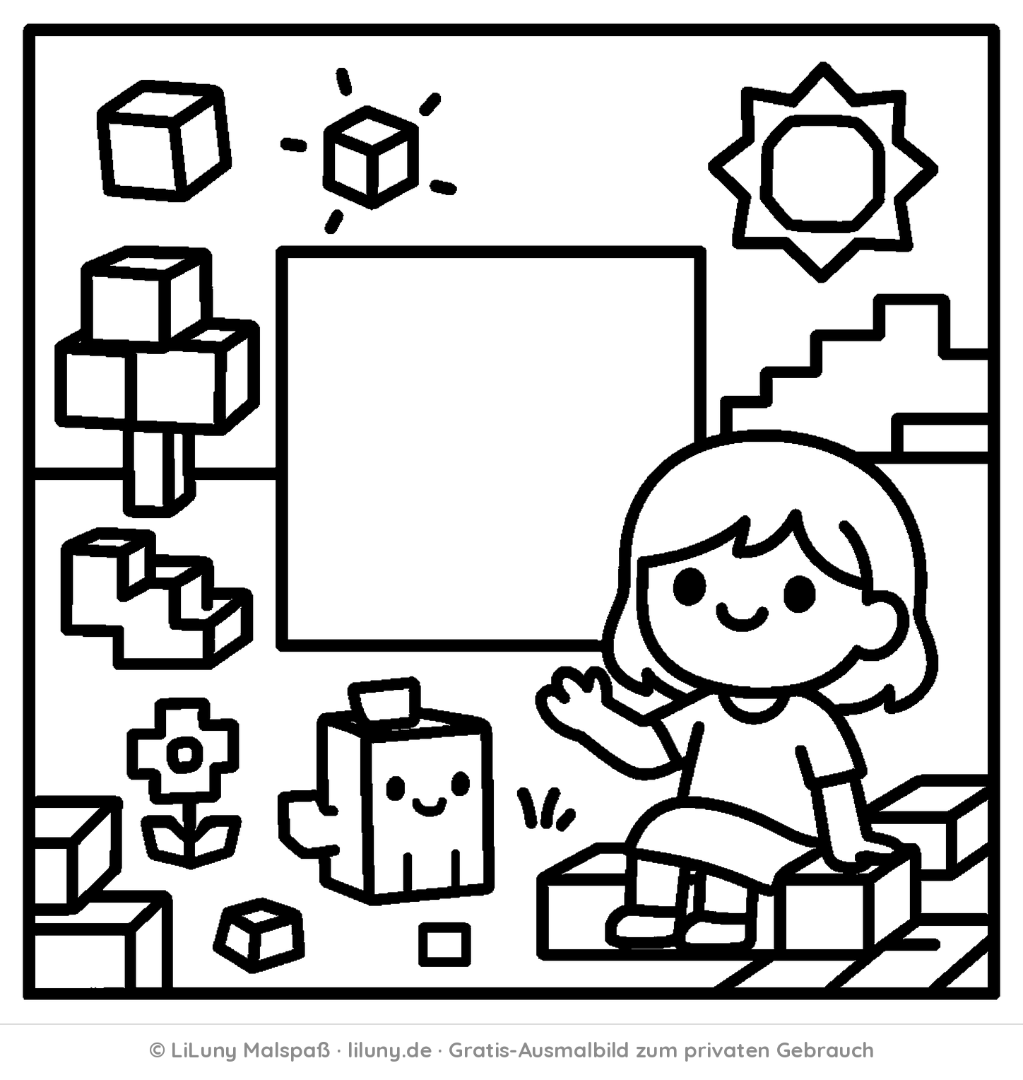 Block-Ausmalbild 2 zum Ausdrucken