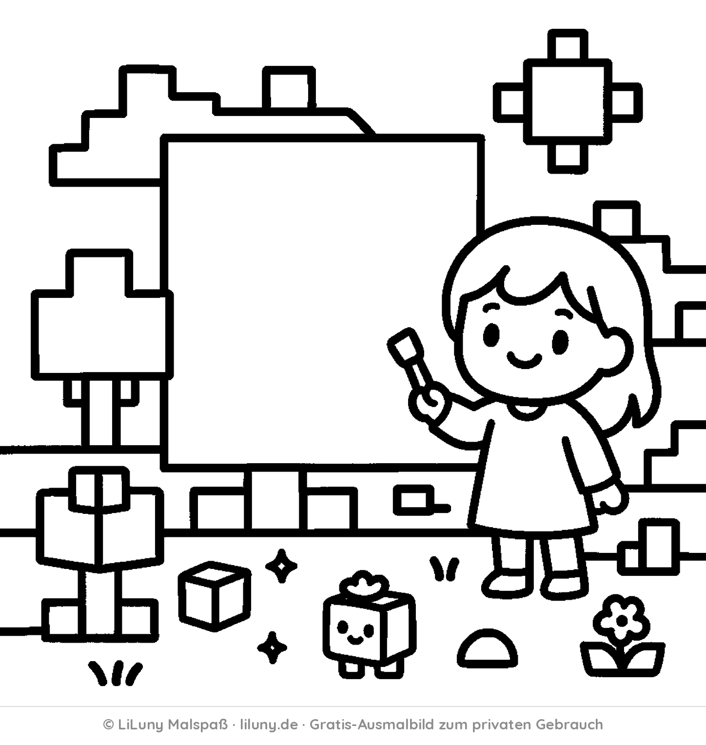 Block-Ausmalbild 3 zum Ausdrucken